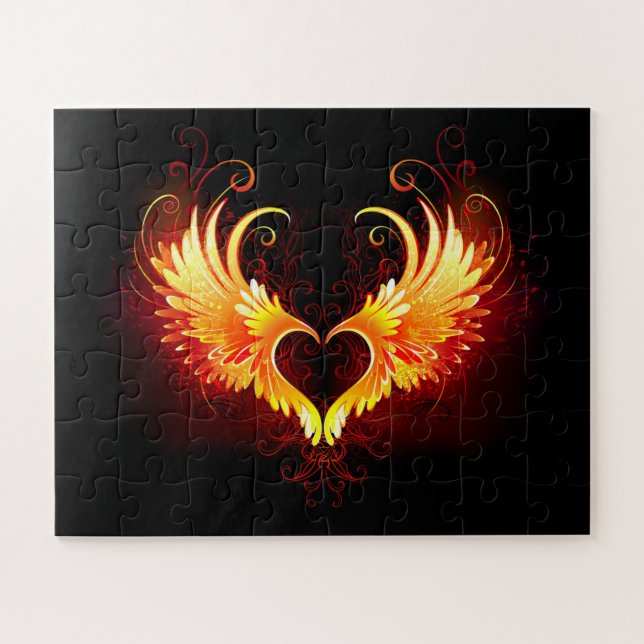 Angel Fire Heart with Wings (Horizontal)