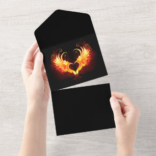 Angel Fire Heart with Wings All In One Einladung