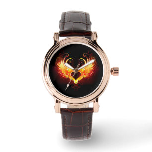 Angel Fire Heart with Wings Armbanduhr