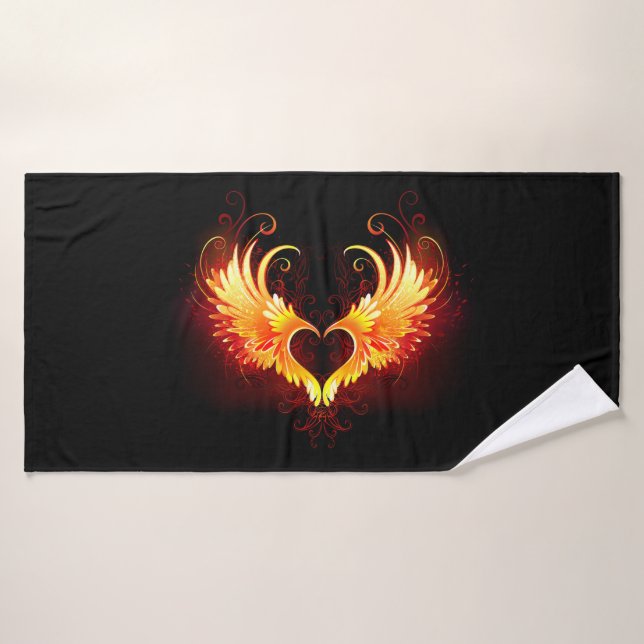 Angel Fire Heart with Wings Badehandtuch (Badehandtuch)