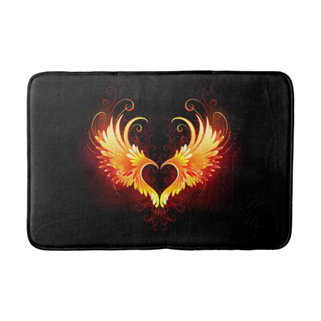 Angel Fire Heart with Wings Badematte (Vorderseite)