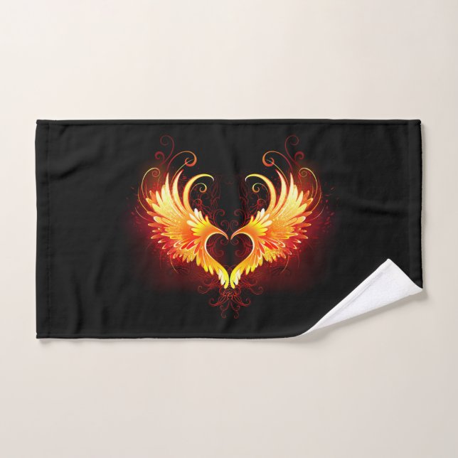 Angel Fire Heart with Wings Badhandtuch Set (Handtuch)