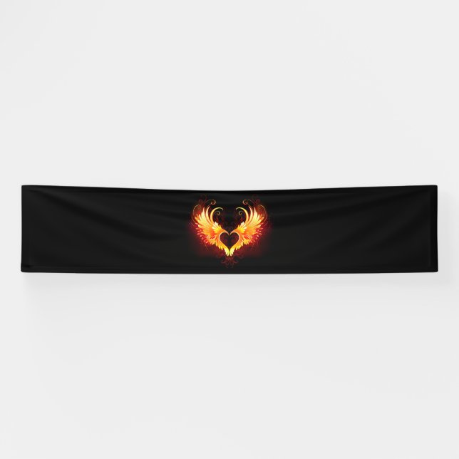 Angel Fire Heart with Wings Banner (Horizontal)