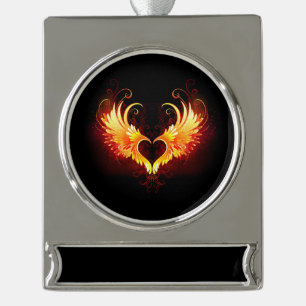 Angel Fire Heart with Wings Banner-Ornament Silber