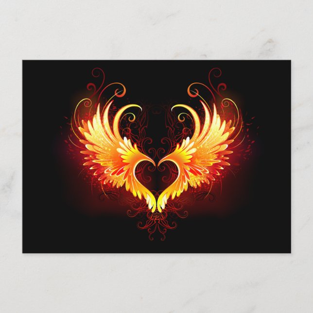 Angel Fire Heart with Wings Begleitkarte (Vorderseite)