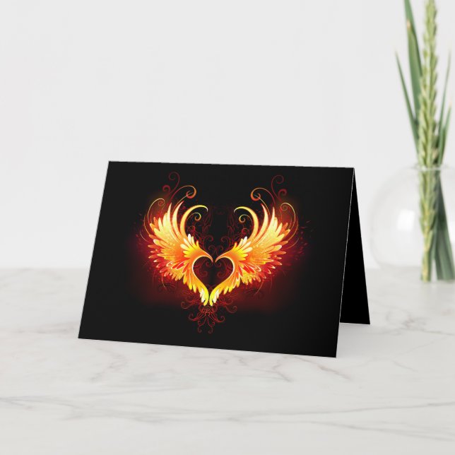Angel Fire Heart with Wings Dankeskarte (Vorderseite)