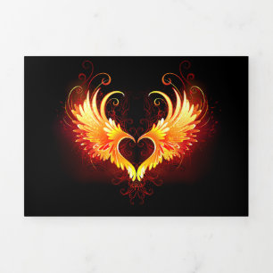 Angel Fire Heart with Wings Dreifach Gefaltete Einladung