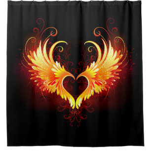 Angel Fire Heart with Wings Duschvorhang