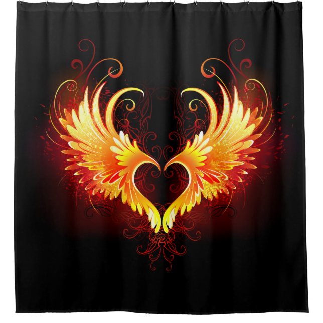 Angel Fire Heart with Wings Duschvorhang (Vorderseite)