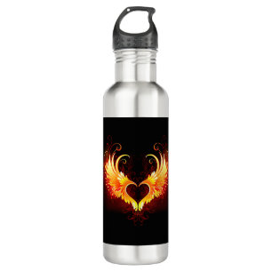 Angel Fire Heart with Wings Edelstahlflasche