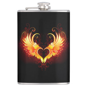 Angel Fire Heart with Wings Flachmann
