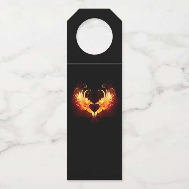 Angel Fire Heart with Wings Flaschenanhänger (Vorderseite)