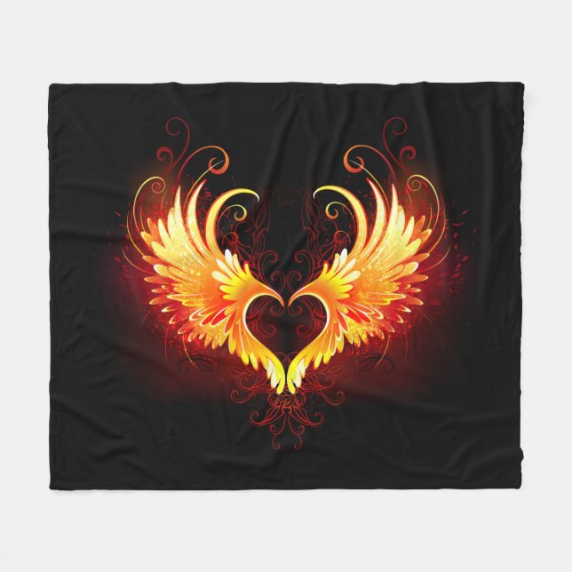 Angel Fire Heart with Wings Fleecedecke (Vorderseite (Horizontal))