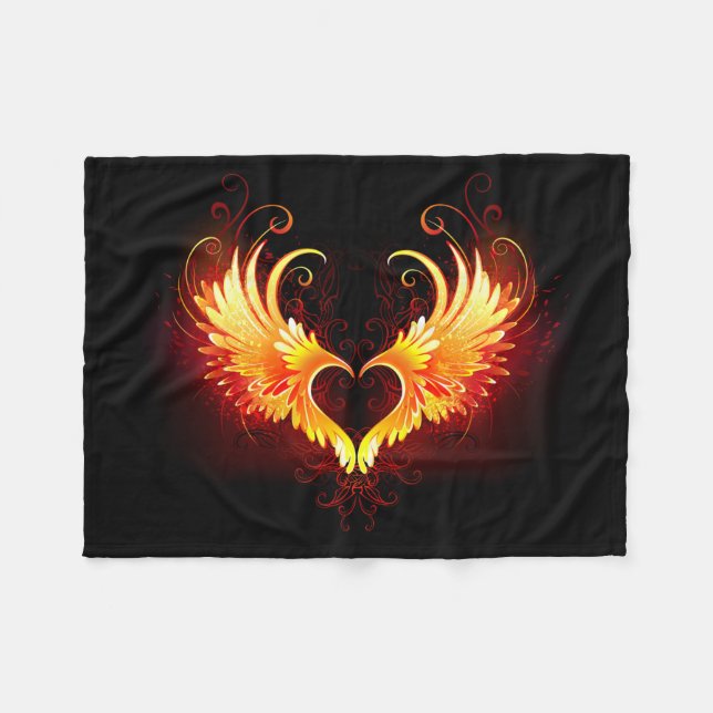 Angel Fire Heart with Wings Fleecedecke (Vorderseite (Horizontal))