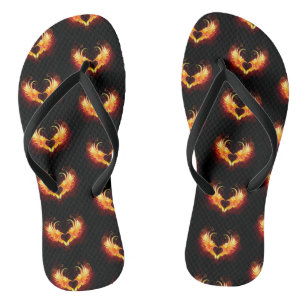 Angel Fire Heart with Wings Flip Flops