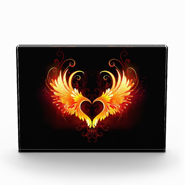 Angel Fire Heart with Wings Fotoblock (Vorderseite)