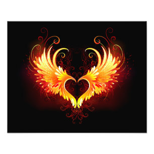 Angel Fire Heart with Wings Fotodruck