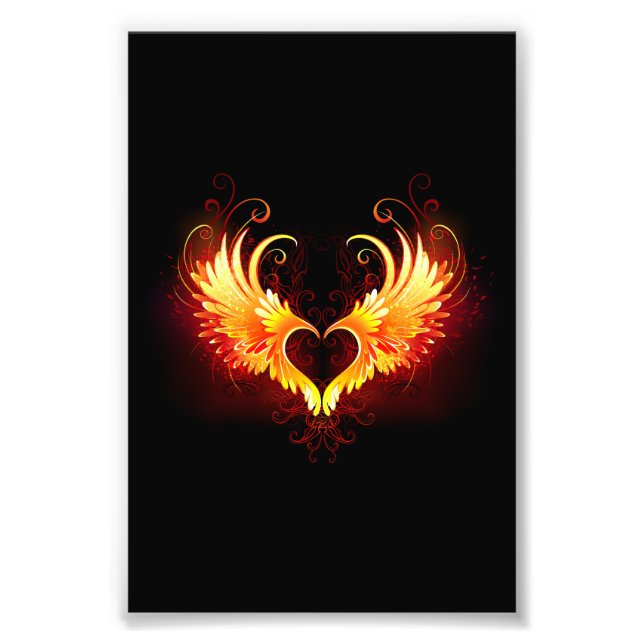Angel Fire Heart with Wings Fotodruck (Vorne)