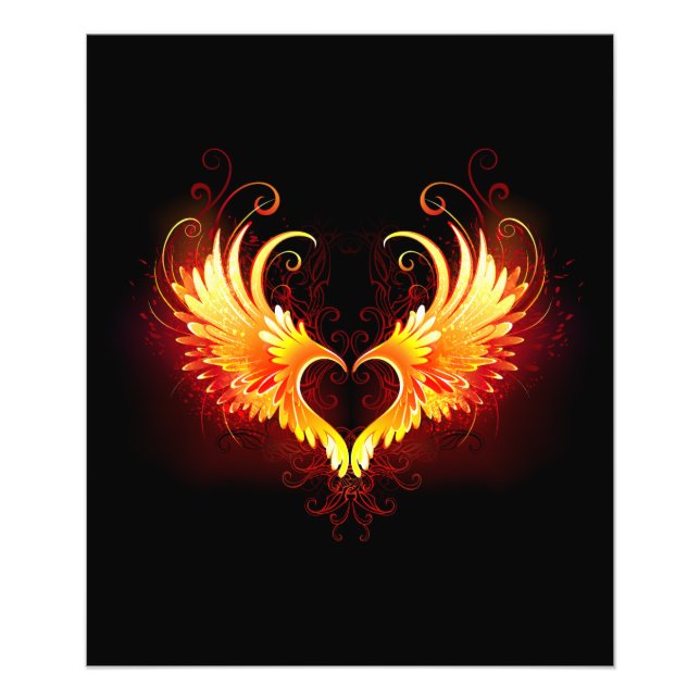 Angel Fire Heart with Wings Fotodruck (Vorne)
