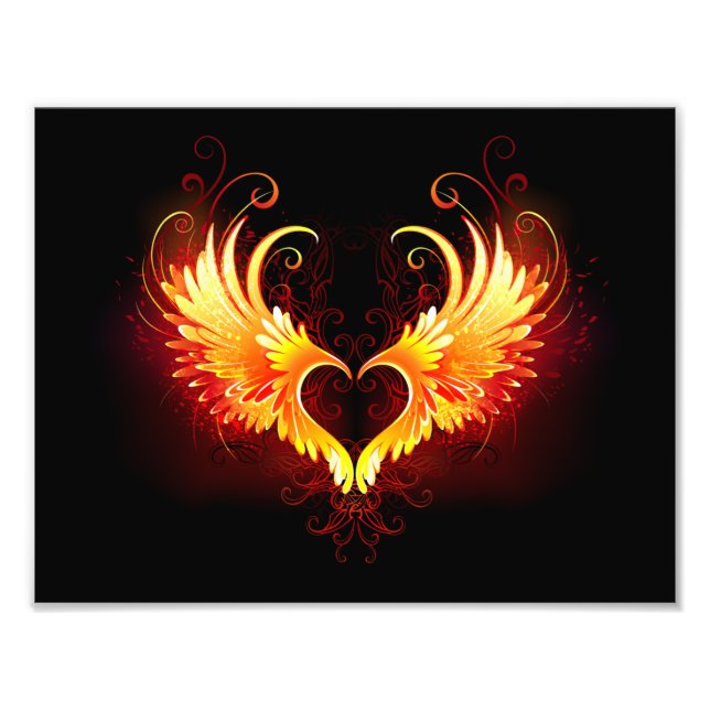 Angel Fire Heart with Wings Fotodruck (Vorne)