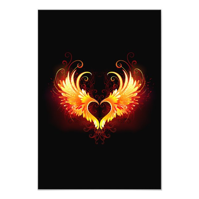 Angel Fire Heart with Wings Fotodruck (Vorne)
