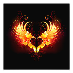 Angel Fire Heart with Wings Fotodruck