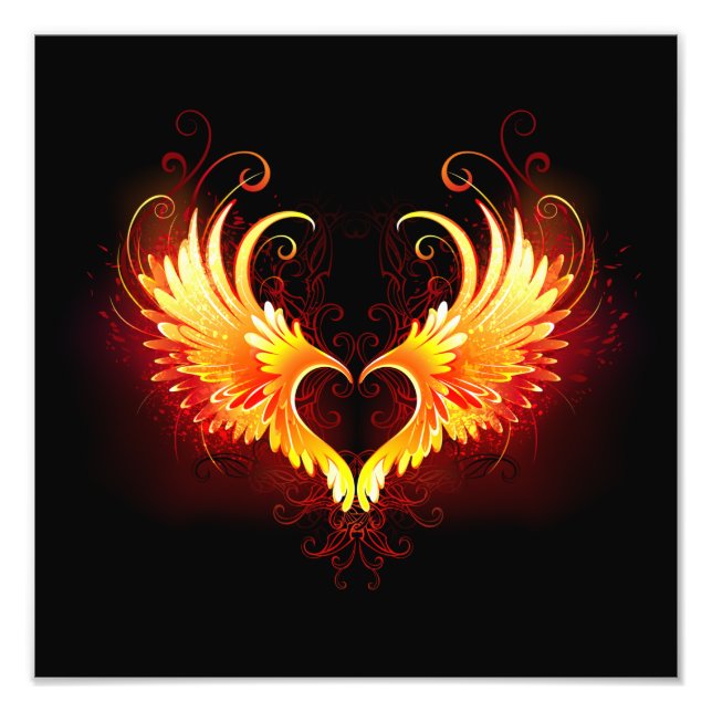 Angel Fire Heart with Wings Fotodruck (Vorne)