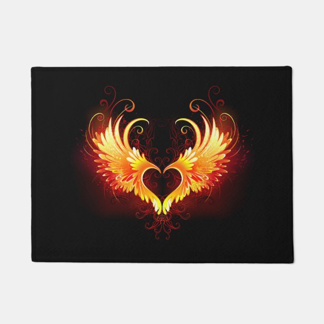 Angel Fire Heart with Wings Fußmatte (Vorderseite)