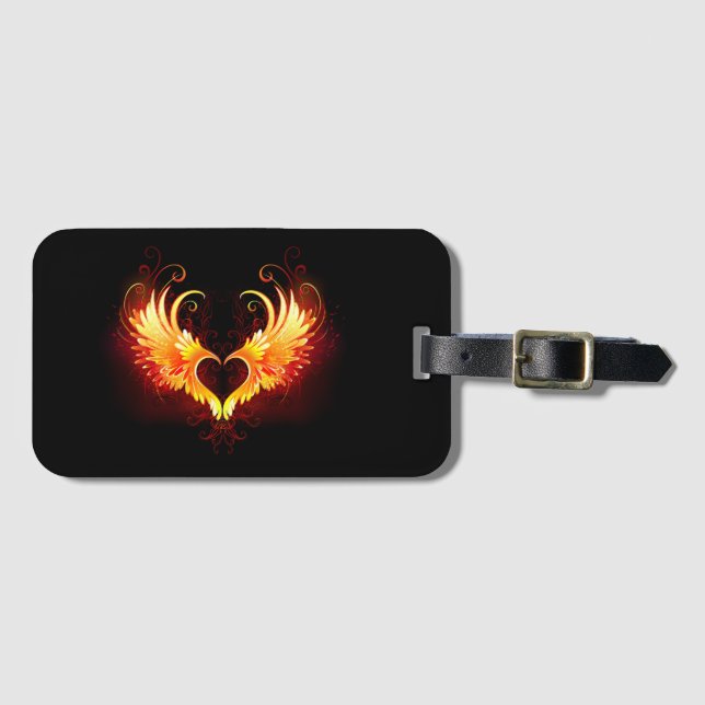 Angel Fire Heart with Wings Gepäckanhänger (Vorderseite (Horizontal))