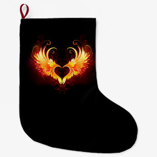 Angel Fire Heart with Wings Großer Weihnachtsstrumpf