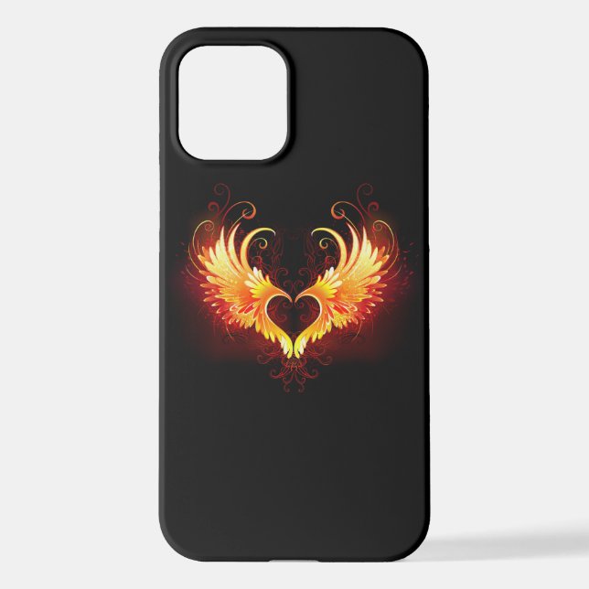 Angel Fire Heart with Wings iPhone 12 Hülle (Rückseite)
