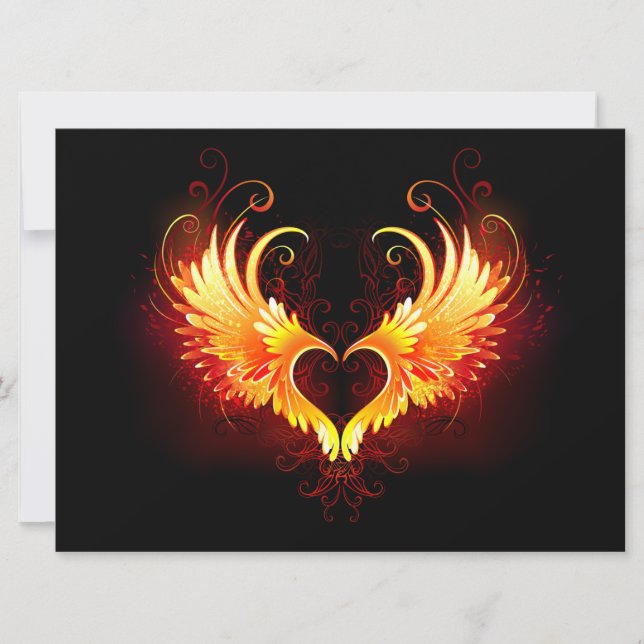Angel Fire Heart with Wings Karte (Vorderseite)