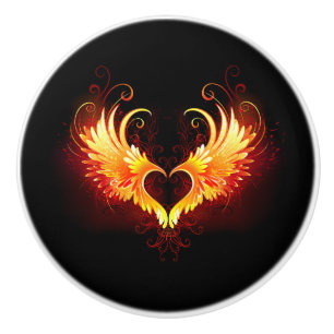 Angel Fire Heart with Wings Keramikknauf