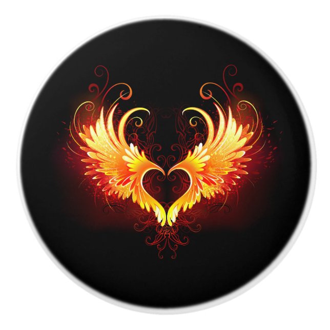 Angel Fire Heart with Wings Keramikknauf (Vorderseite)