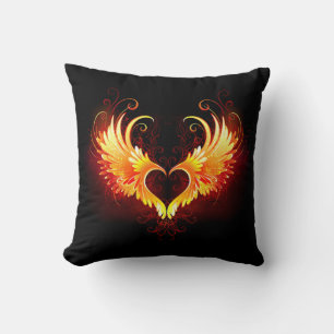 Angel Fire Heart with Wings Kissen