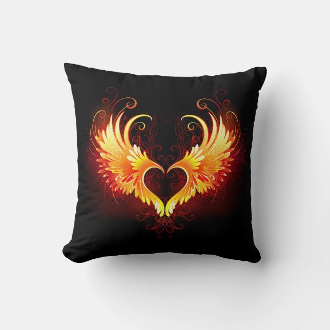 Angel Fire Heart with Wings Kissen (Vorderseite)