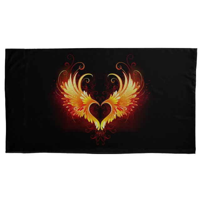 Angel Fire Heart with Wings Kissenbezug (Vorderseite-Links)