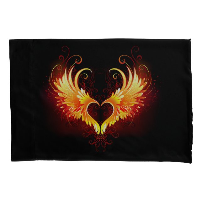 Angel Fire Heart with Wings Kissenbezug (Vorderseite)