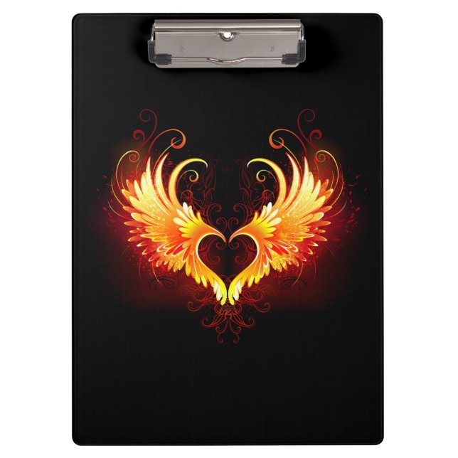 Angel Fire Heart with Wings Klemmbrett (Vorderseite)