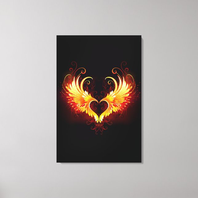 Angel Fire Heart with Wings Leinwanddruck (Vorderseite)