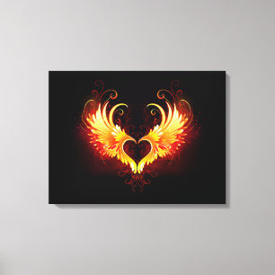 Angel Fire Heart with Wings Leinwanddruck