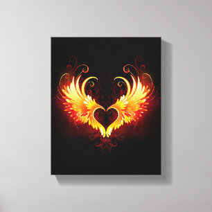 Angel Fire Heart with Wings Leinwanddruck