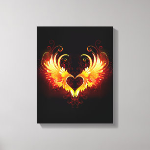 Angel Fire Heart with Wings Leinwanddruck