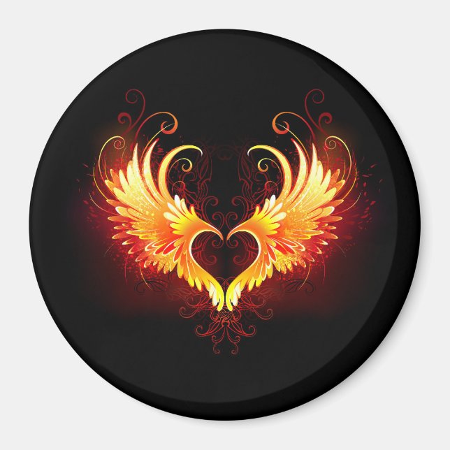 Angel Fire Heart with Wings Magnet (Vorne)