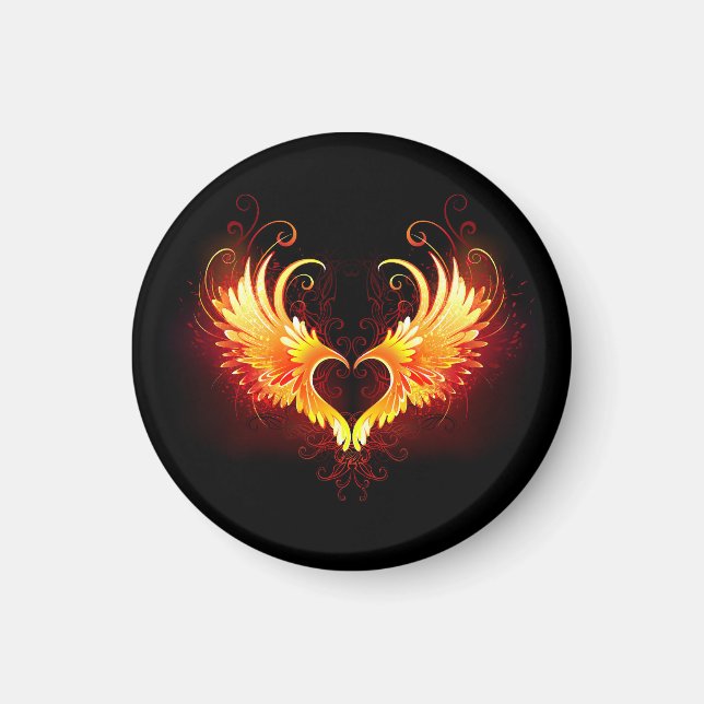 Angel Fire Heart with Wings Magnet (Vorne)