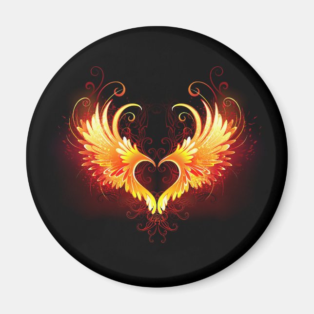 Angel Fire Heart with Wings Magnet (Vorne)