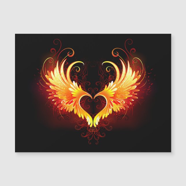 Angel Fire Heart with Wings Magneteinladung (Vorderseite)
