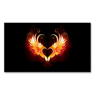 Angel Fire Heart with Wings Magnetische Visitenkarte