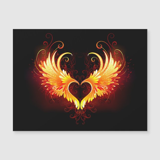 Angel Fire Heart with Wings Magnetkarte (Vorderseite)