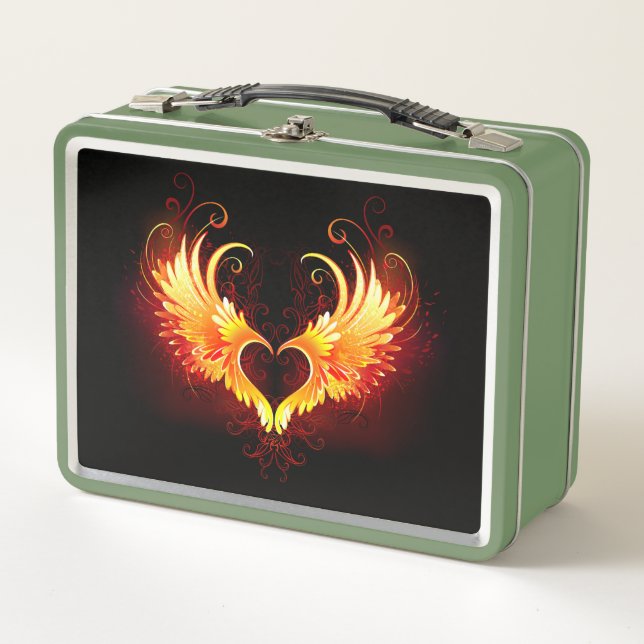 Angel Fire Heart with Wings Metall Brotdose (Vorderseite)